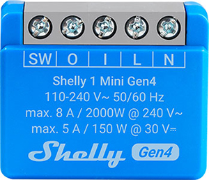 Shelly 1 Mini Gen4 — 8A Dry-Contact Multiprotocol Smart Relay